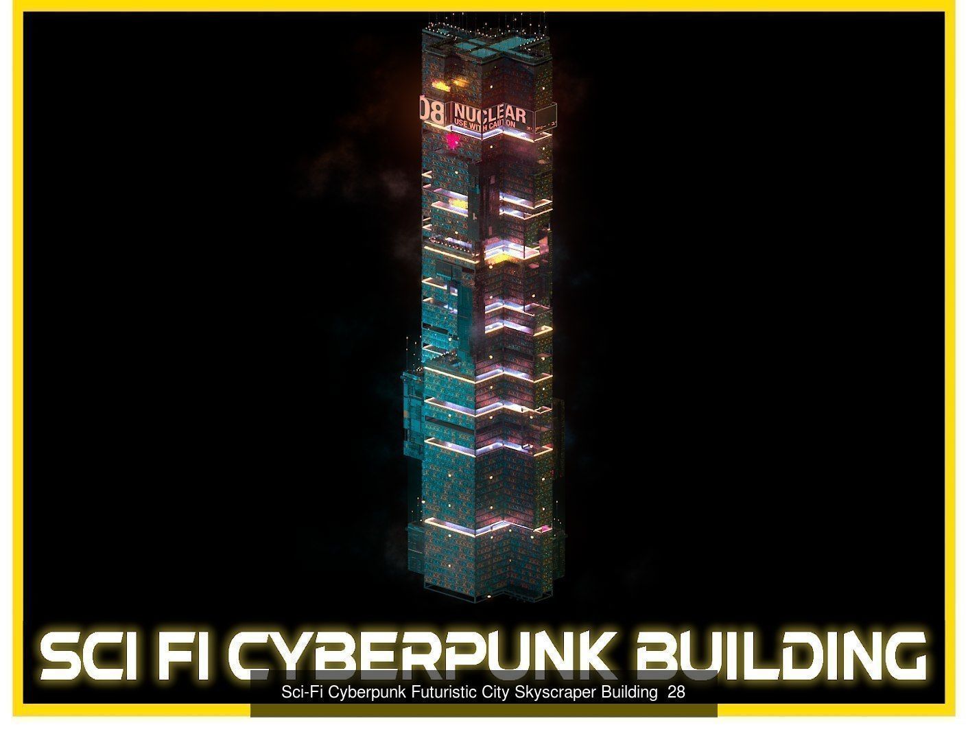 80 Unique Sci-Fi Cyberpunk City Skyscraper Building Pack Bundle 3D Model Collection_66