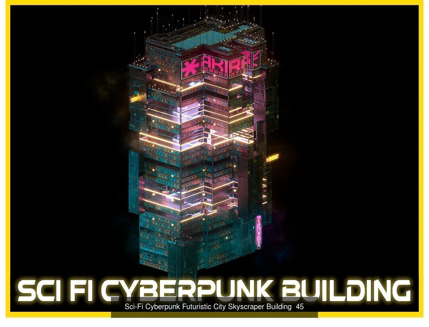 80 Unique Sci-Fi Cyberpunk City Skyscraper Building Pack Bundle 3D Model Collection_49