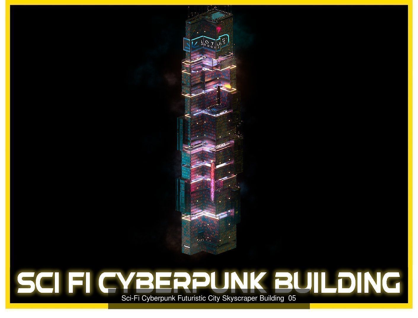 80 Unique Sci-Fi Cyberpunk City Skyscraper Building Pack Bundle 3D Model Collection_89