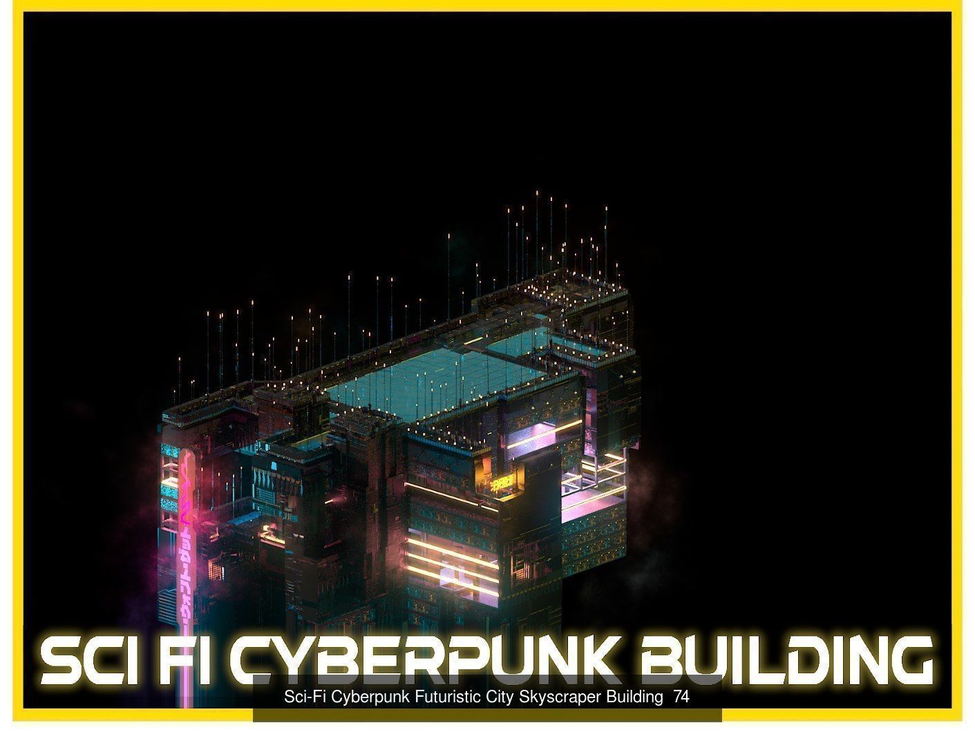80 Unique Sci-Fi Cyberpunk City Skyscraper Building Pack Bundle 3D Model Collection_20