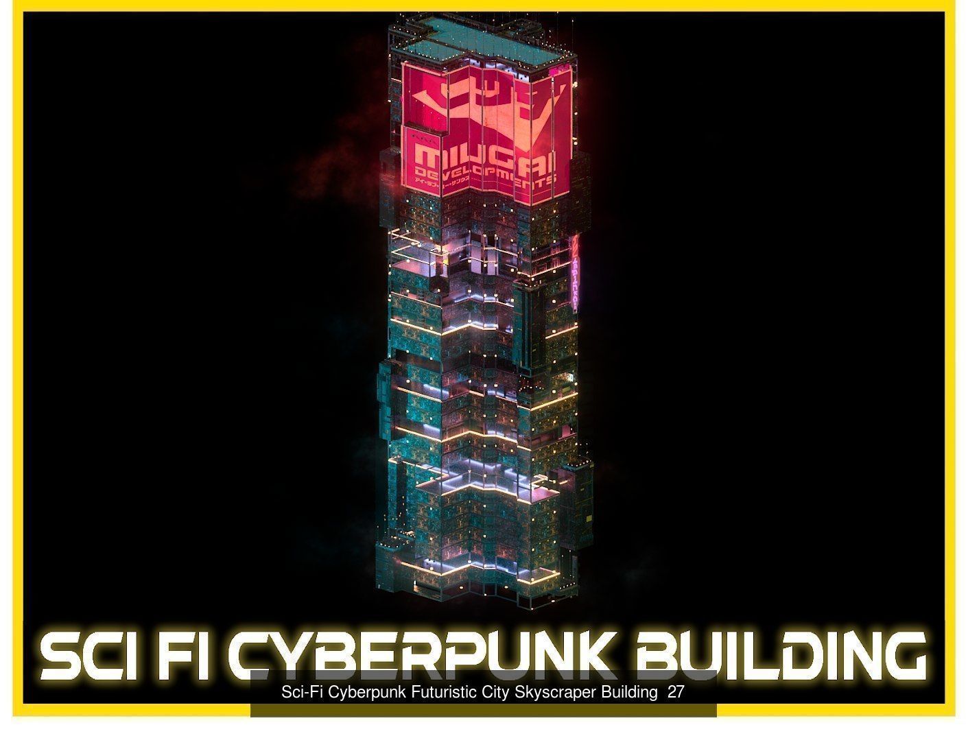 80 Unique Sci-Fi Cyberpunk City Skyscraper Building Pack Bundle 3D Model Collection_67