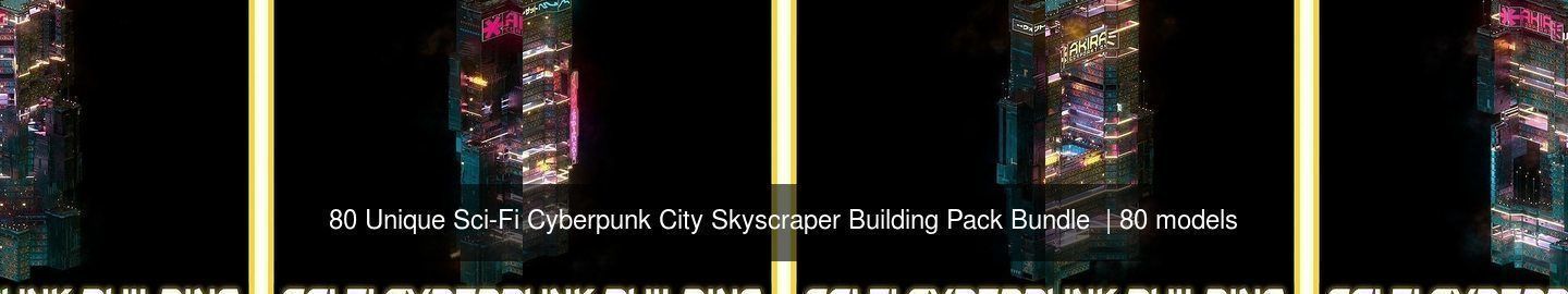 80 Unique Sci-Fi Cyberpunk City Skyscraper Building Pack Bundle 3D Model Collection_5