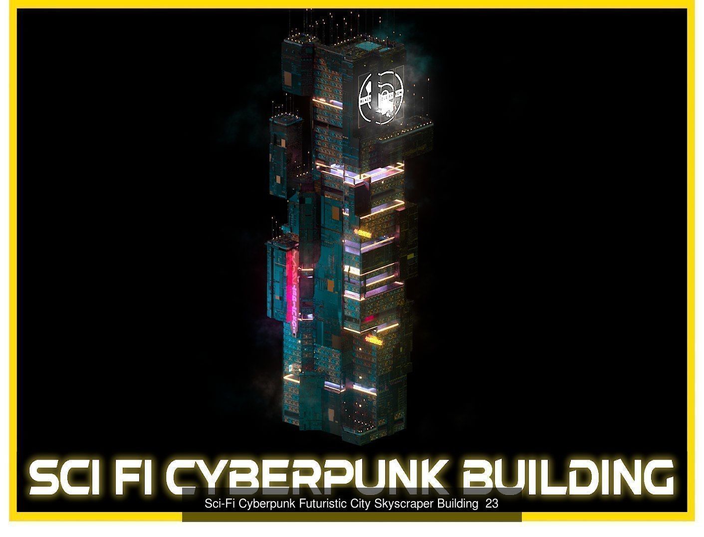 80 Unique Sci-Fi Cyberpunk City Skyscraper Building Pack Bundle 3D Model Collection_71