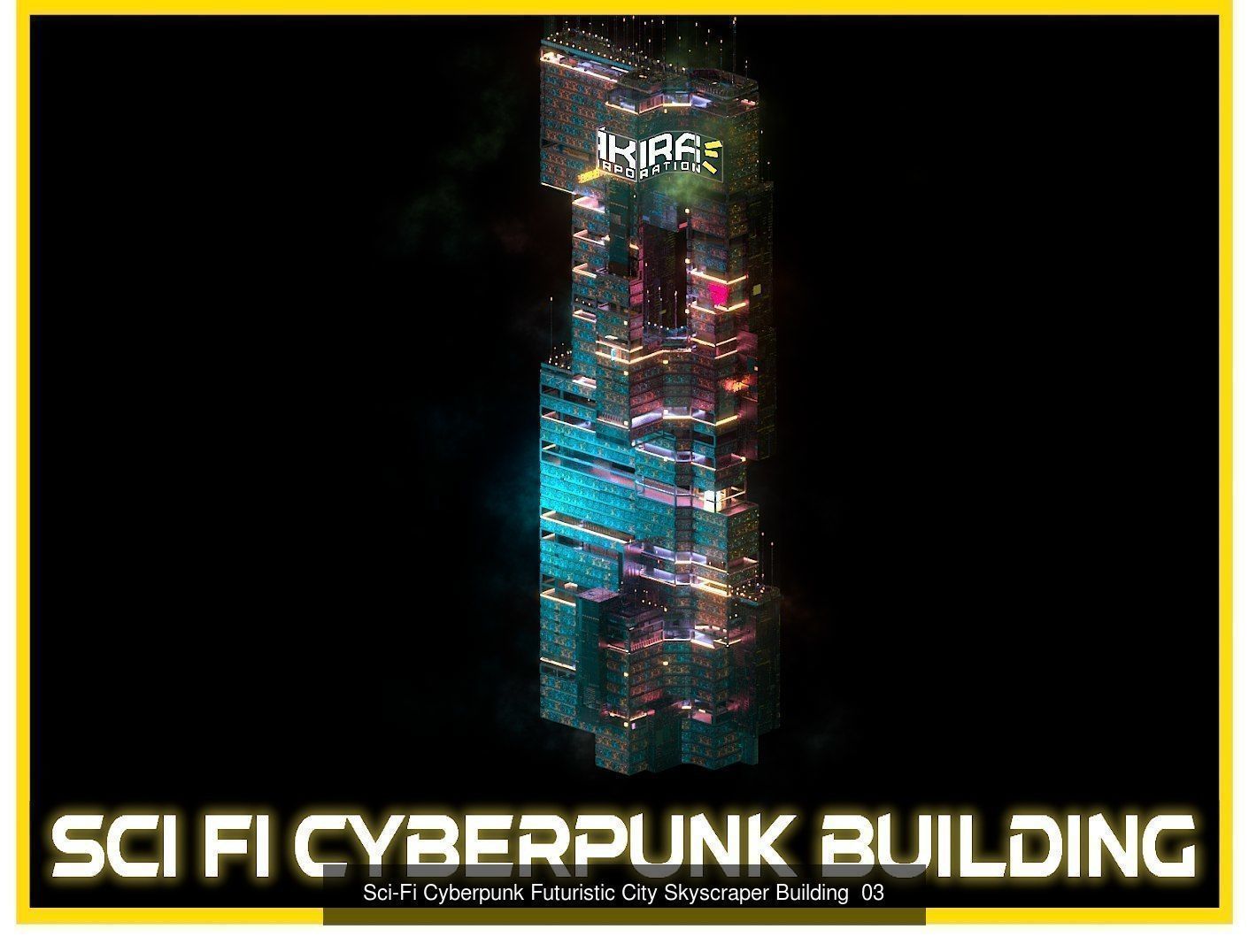 80 Unique Sci-Fi Cyberpunk City Skyscraper Building Pack Bundle 3D Model Collection_91