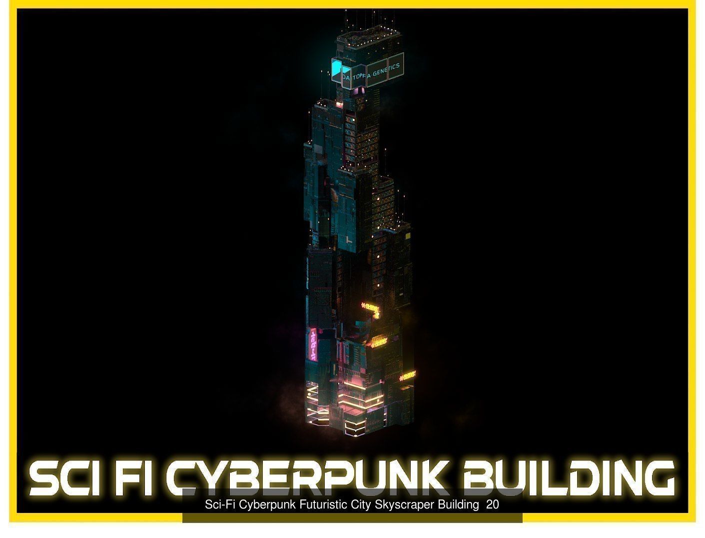 80 Unique Sci-Fi Cyberpunk City Skyscraper Building Pack Bundle 3D Model Collection_74