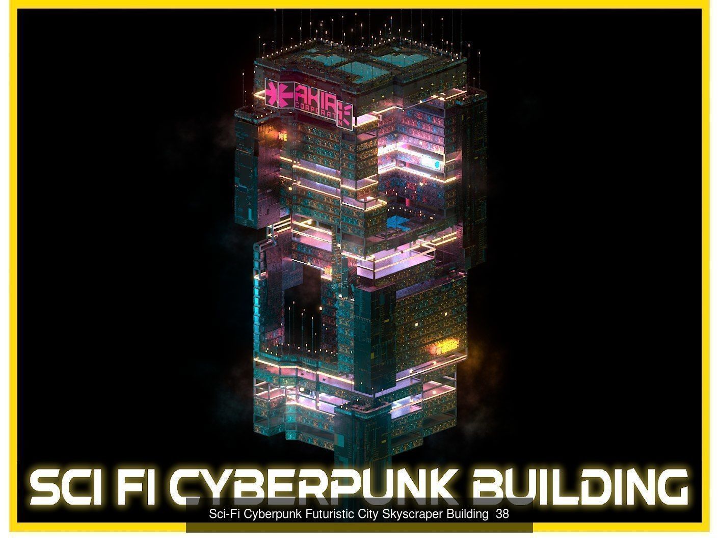 80 Unique Sci-Fi Cyberpunk City Skyscraper Building Pack Bundle 3D Model Collection_56