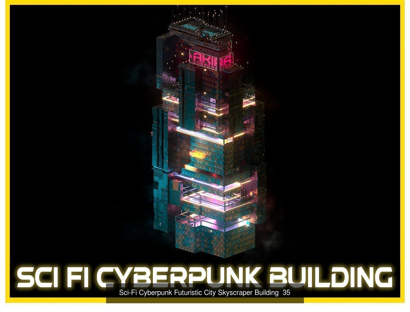 80 Unique Sci-Fi Cyberpunk City Skyscraper Building Pack Bundle 3D Model Collection_59