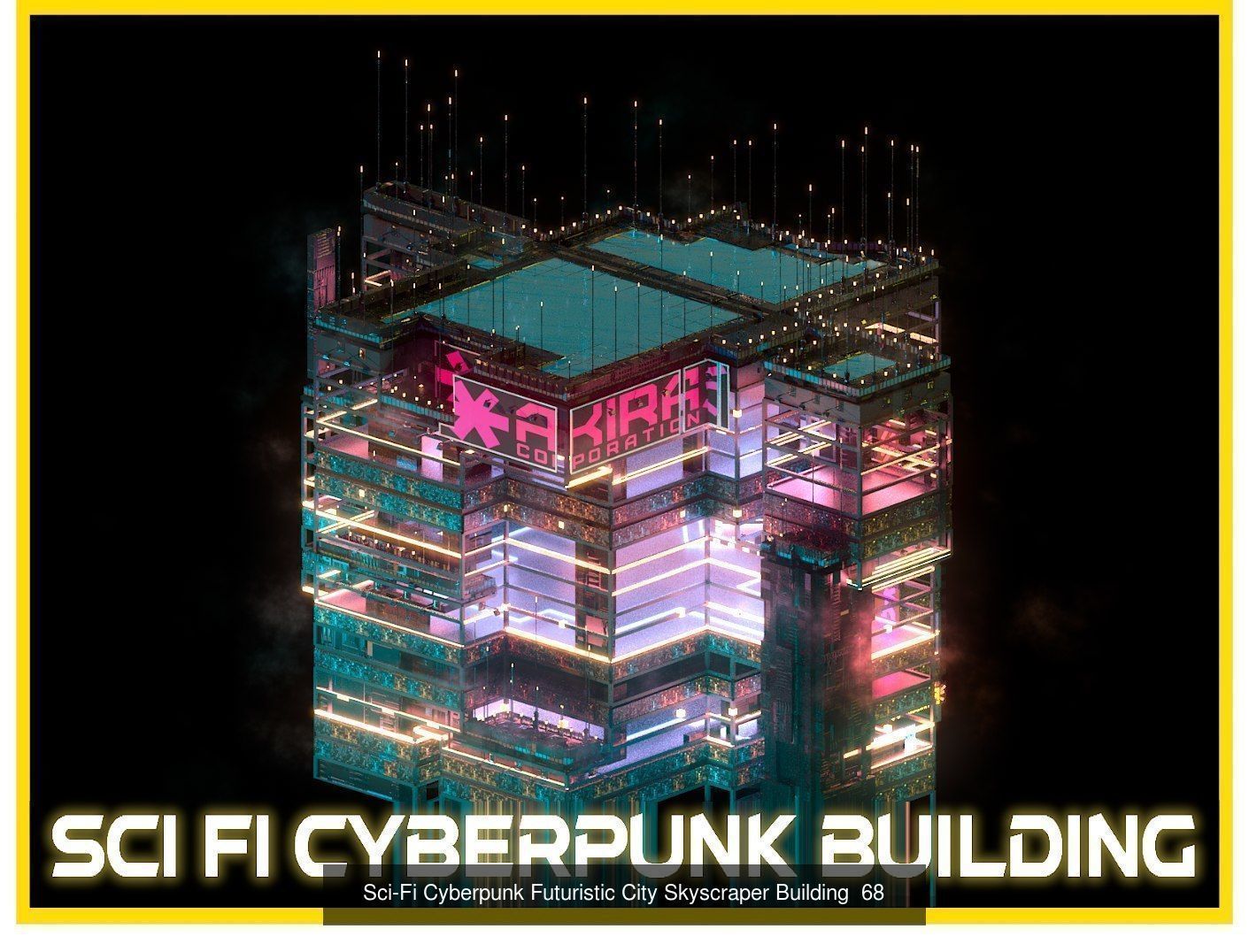 80 Unique Sci-Fi Cyberpunk City Skyscraper Building Pack Bundle 3D Model Collection_26