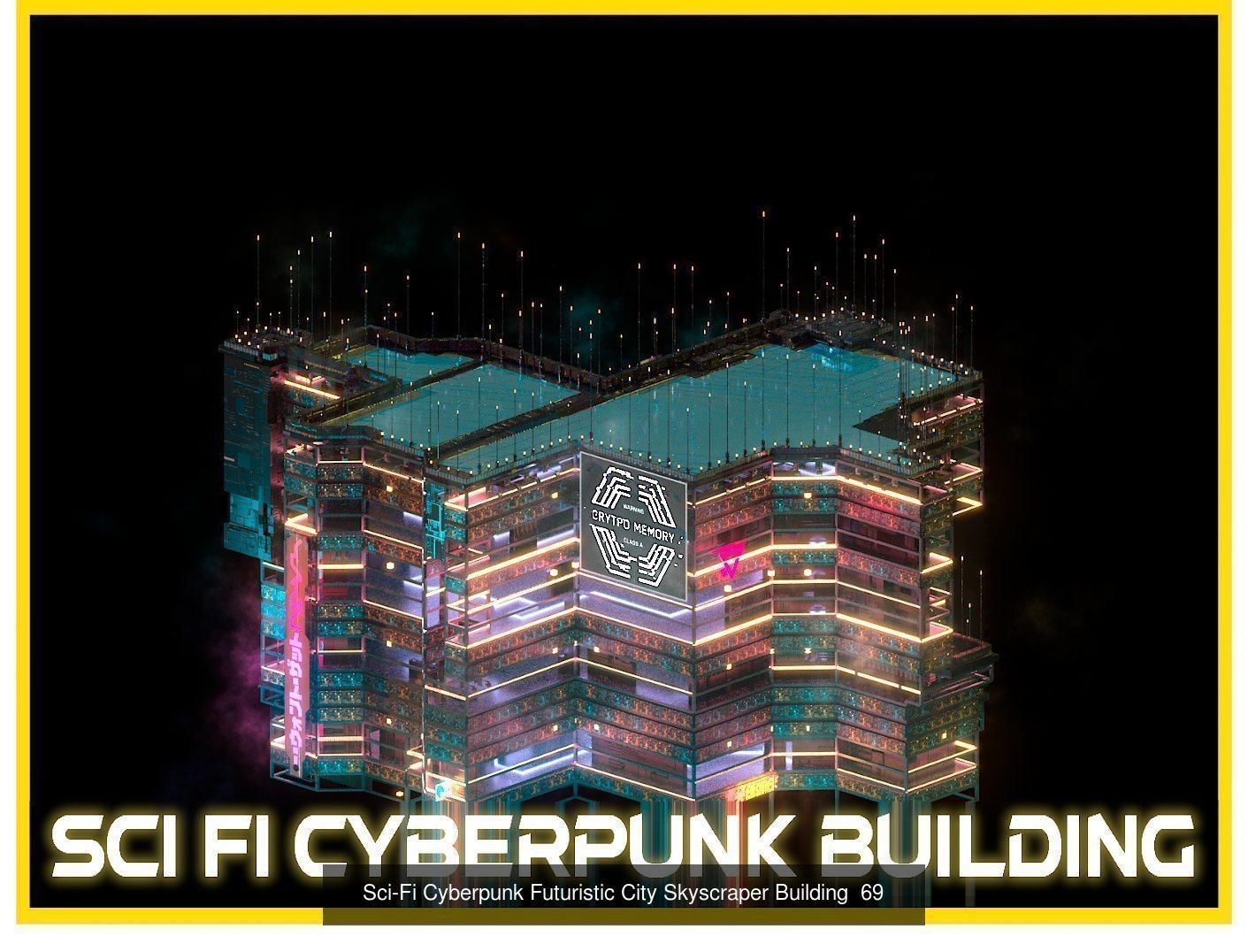 80 Unique Sci-Fi Cyberpunk City Skyscraper Building Pack Bundle 3D Model Collection_25