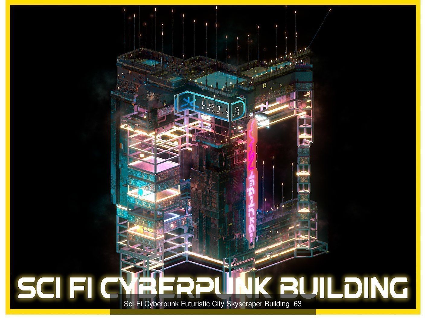 80 Unique Sci-Fi Cyberpunk City Skyscraper Building Pack Bundle 3D Model Collection_31