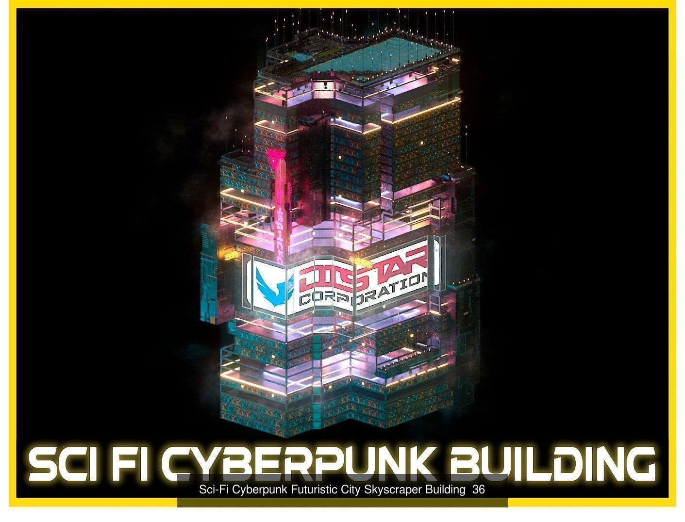 80 Unique Sci-Fi Cyberpunk City Skyscraper Building Pack Bundle 3D Model Collection_58