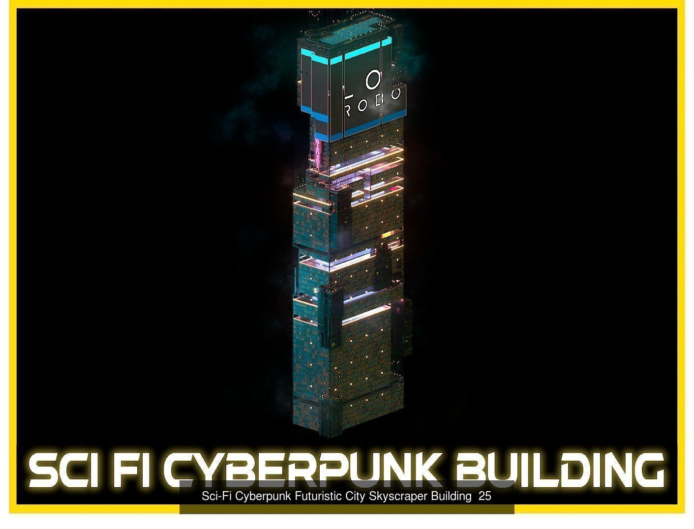 80 Unique Sci-Fi Cyberpunk City Skyscraper Building Pack Bundle 3D Model Collection_69