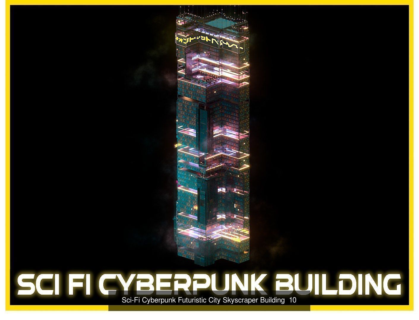 80 Unique Sci-Fi Cyberpunk City Skyscraper Building Pack Bundle 3D Model Collection_84
