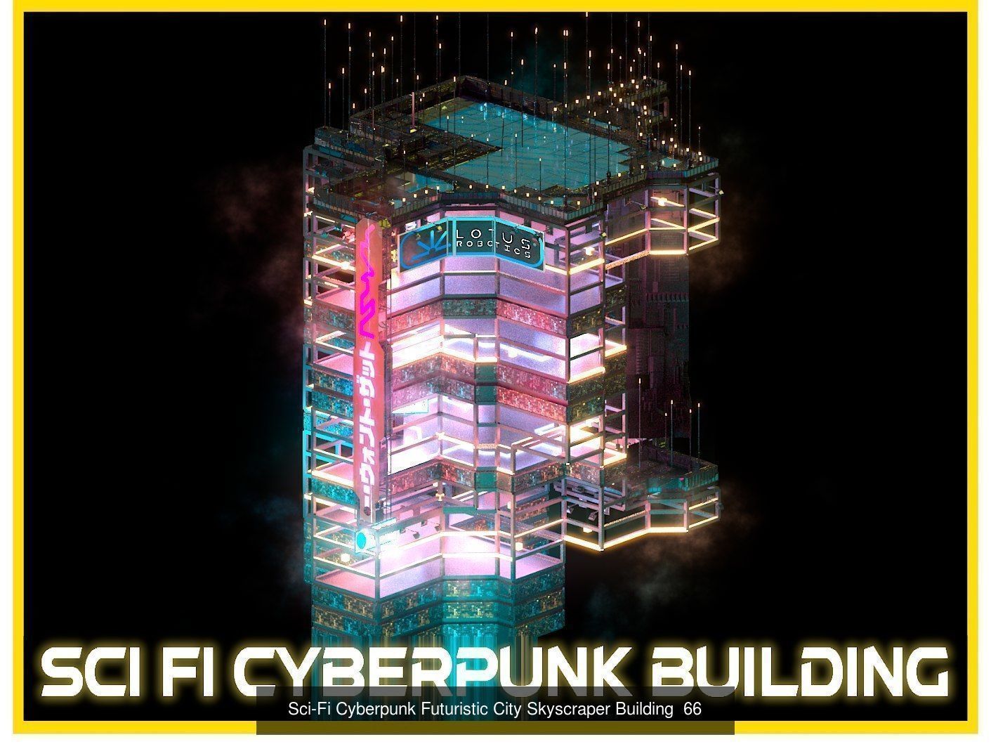 80 Unique Sci-Fi Cyberpunk City Skyscraper Building Pack Bundle 3D Model Collection_28