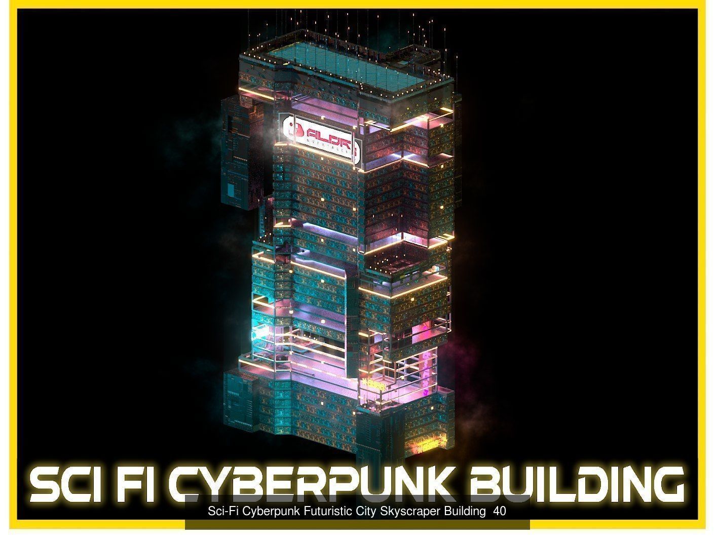 80 Unique Sci-Fi Cyberpunk City Skyscraper Building Pack Bundle 3D Model Collection_54