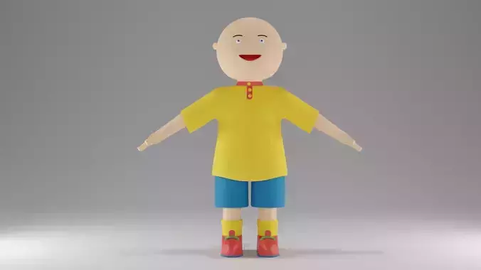 Caillou 3D Model cartoon boy in shirt and shorts