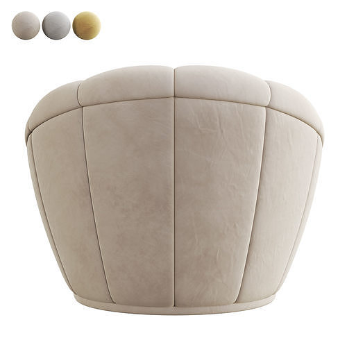 Wide Swivel Barrel Chair 3D model 7