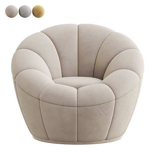 Wide Swivel Barrel Chair 3D model 6