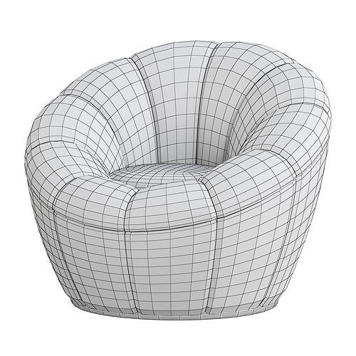 Wide Swivel Barrel Chair 3D model 5