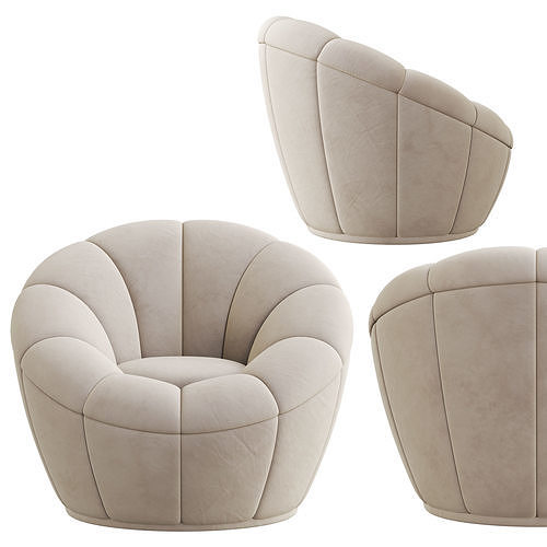 Wide Swivel Barrel Chair 3D model 4