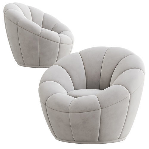 Wide Swivel Barrel Chair 3D model 3
