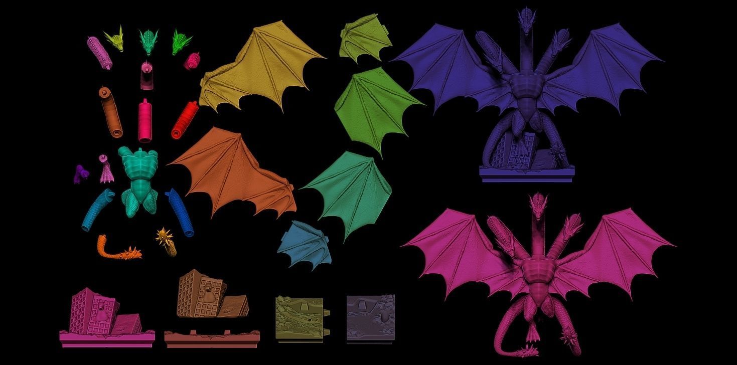 Fan Art King Ghidorah - Statue 3D print model_2