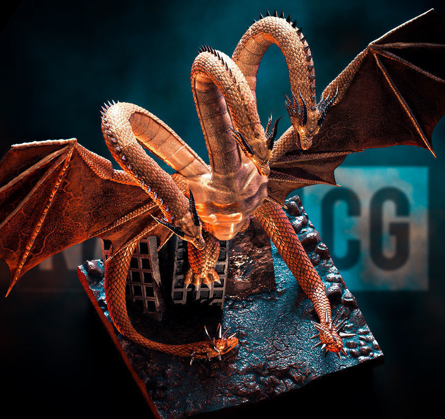 Fan Art King Ghidorah - Statue 3D print model_7