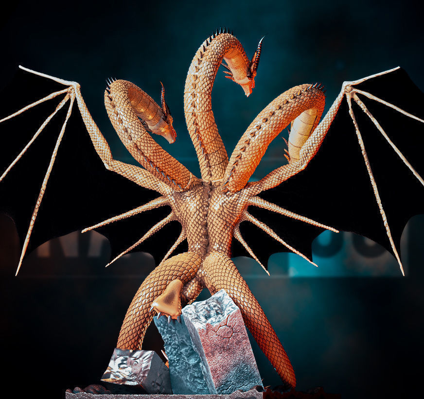 Fan Art King Ghidorah - Statue 3D print model_4