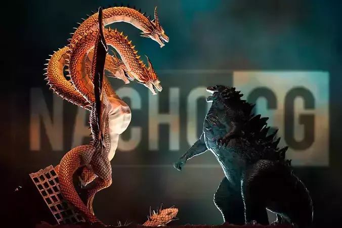 Fan Art  - Godzilla Vs King Ghidorah - Diorama 3D print model