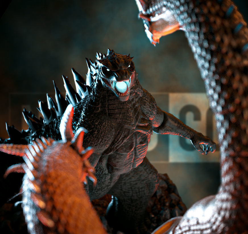 Fan Art  - Godzilla Vs King Ghidorah - Diorama 3D print model_9