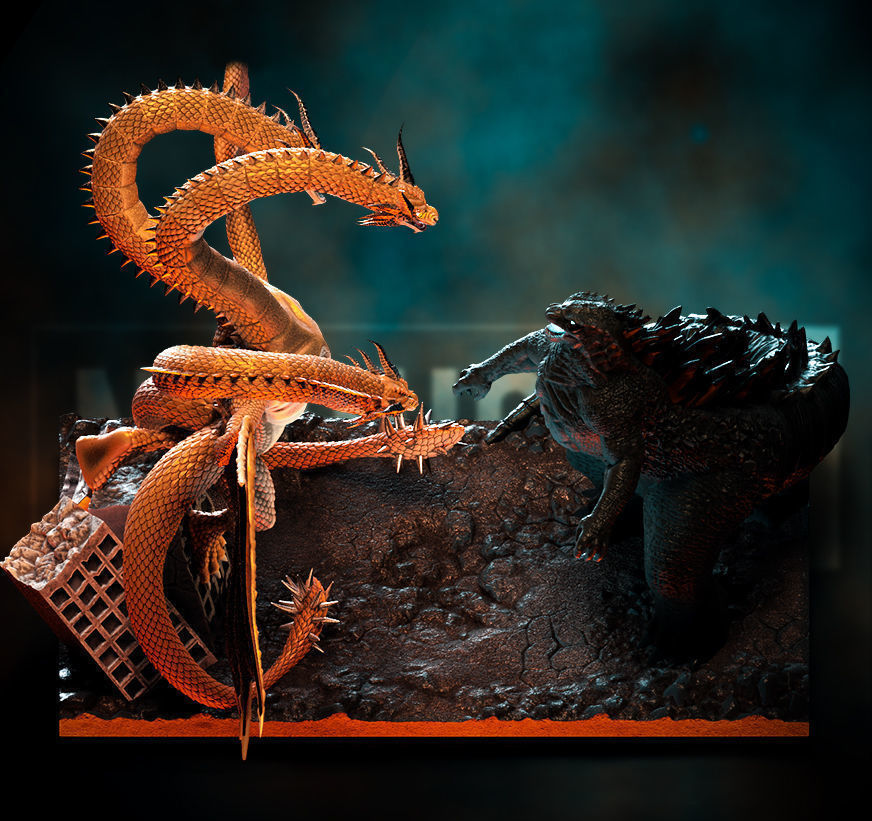 Fan Art  - Godzilla Vs King Ghidorah - Diorama 3D print model_7