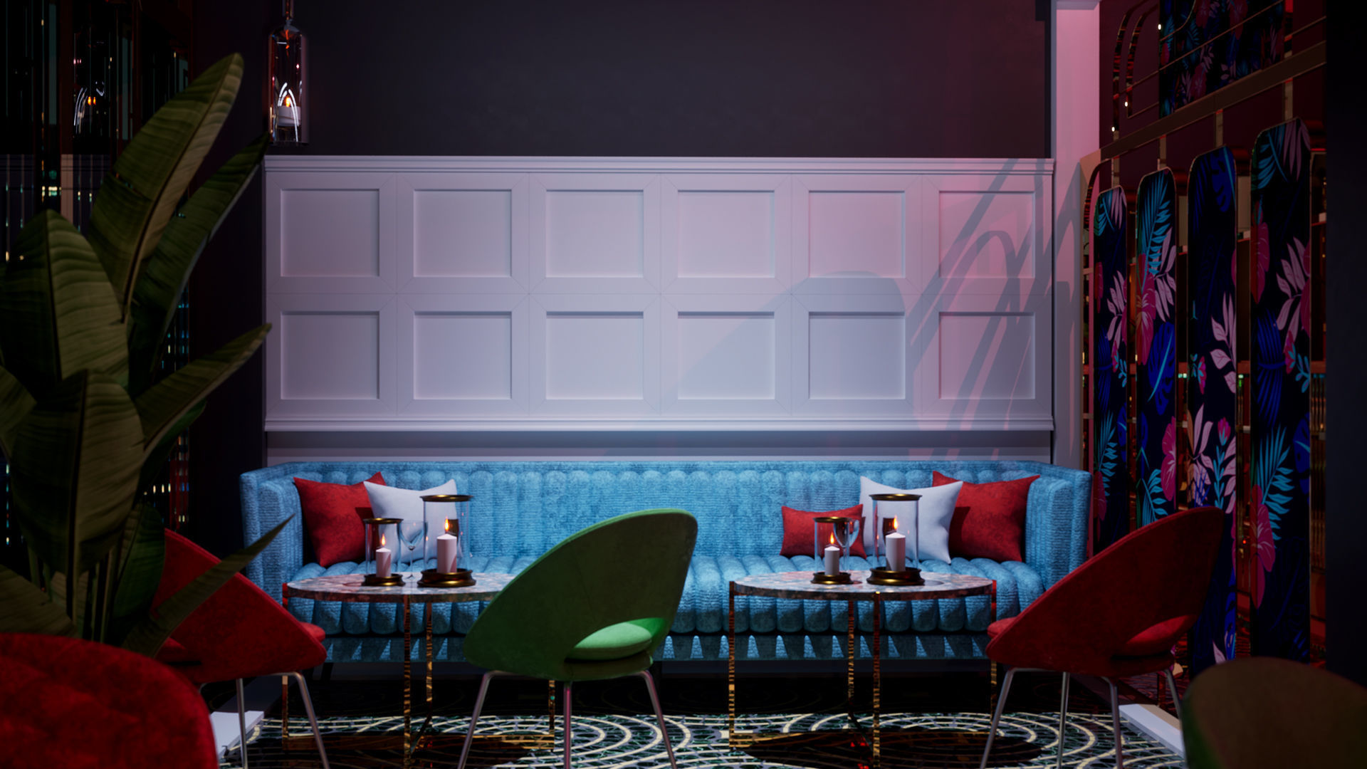 The Bar with lighting 3D model_1
