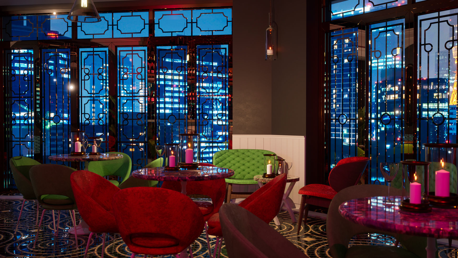 The Bar with lighting 3D model_4