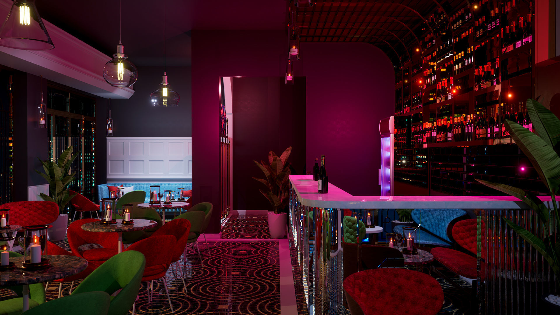 The Bar with lighting 3D model_2