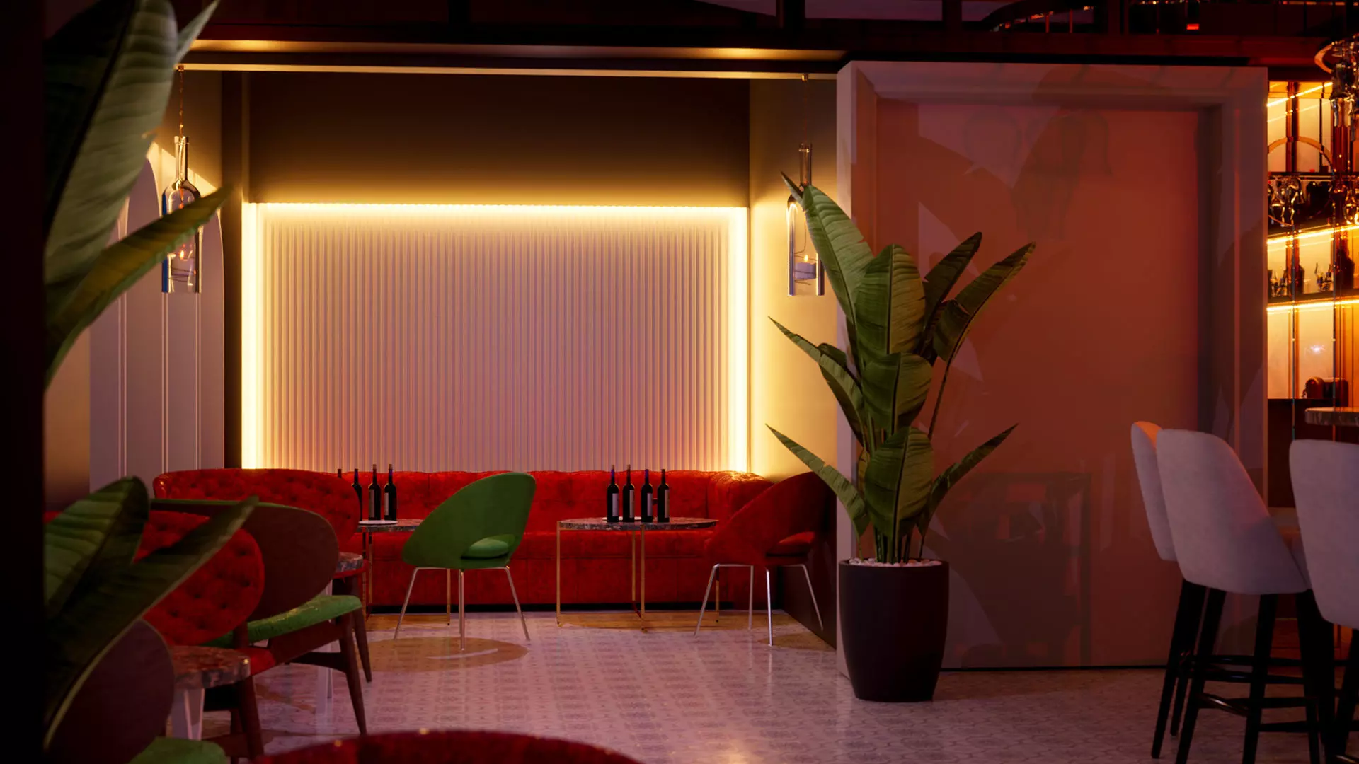 The Bar with lighting 3D model_0