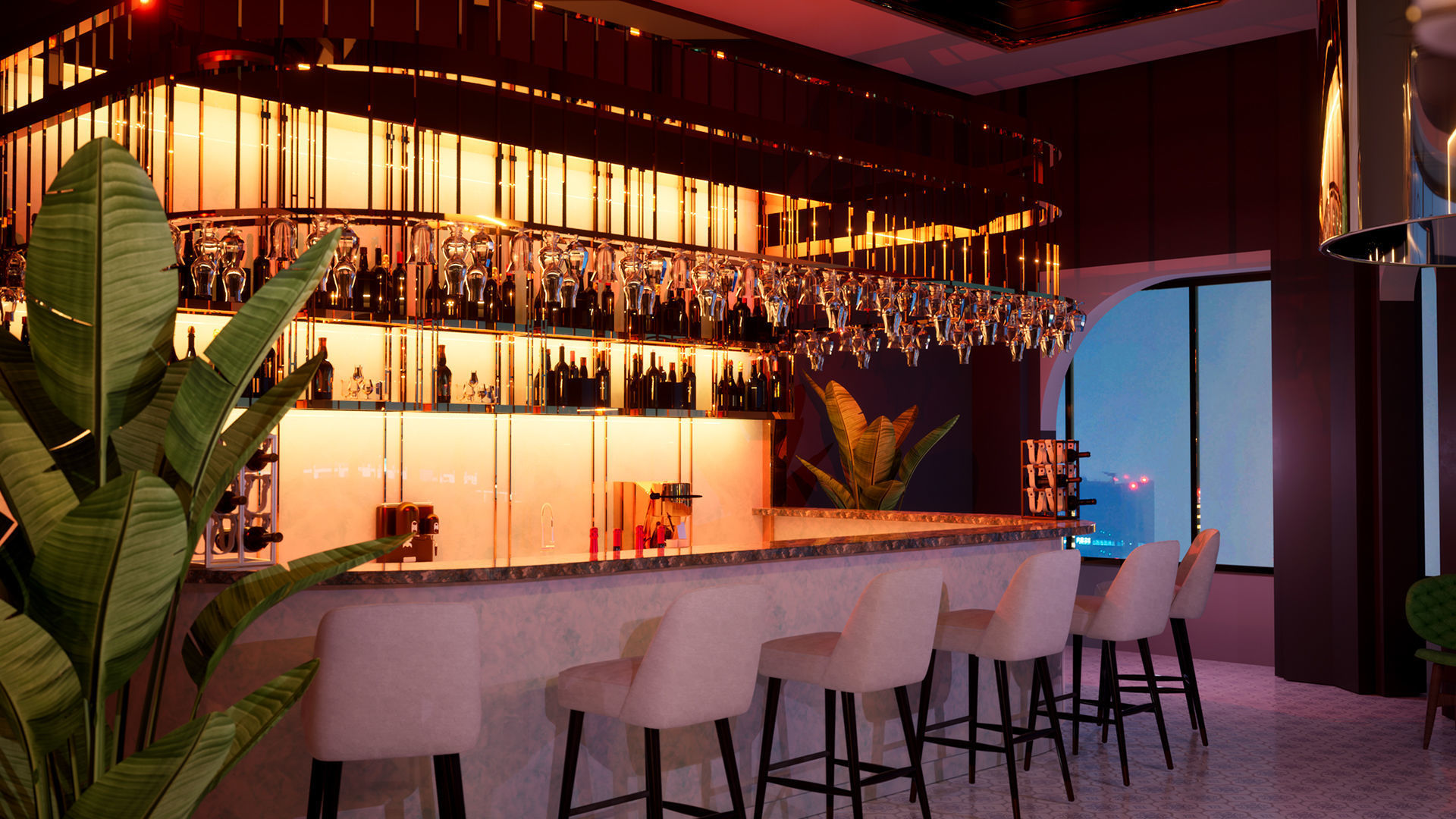 The Bar with lighting 3D model_3