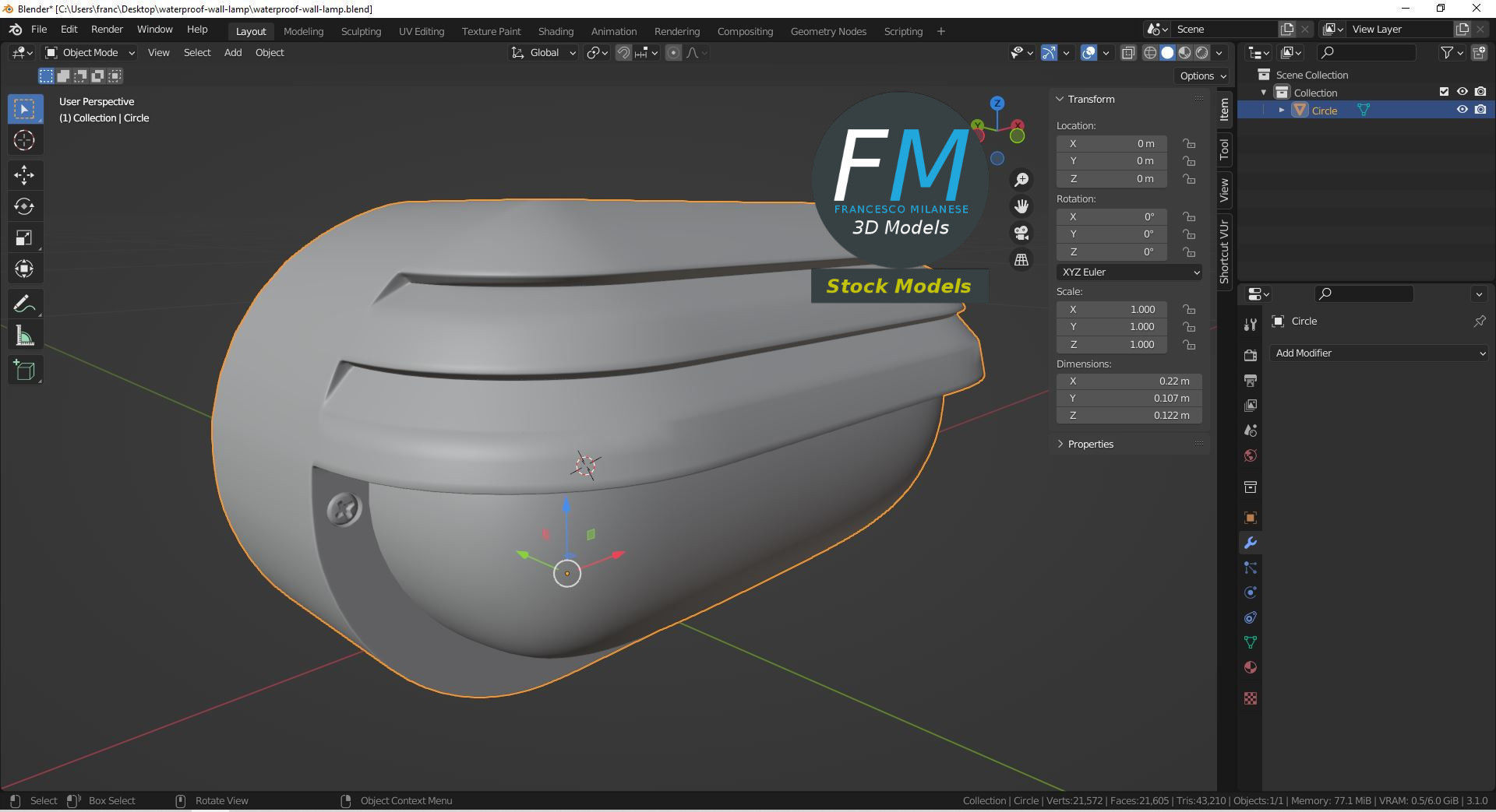 Waterproof wall lamp 3D model_9