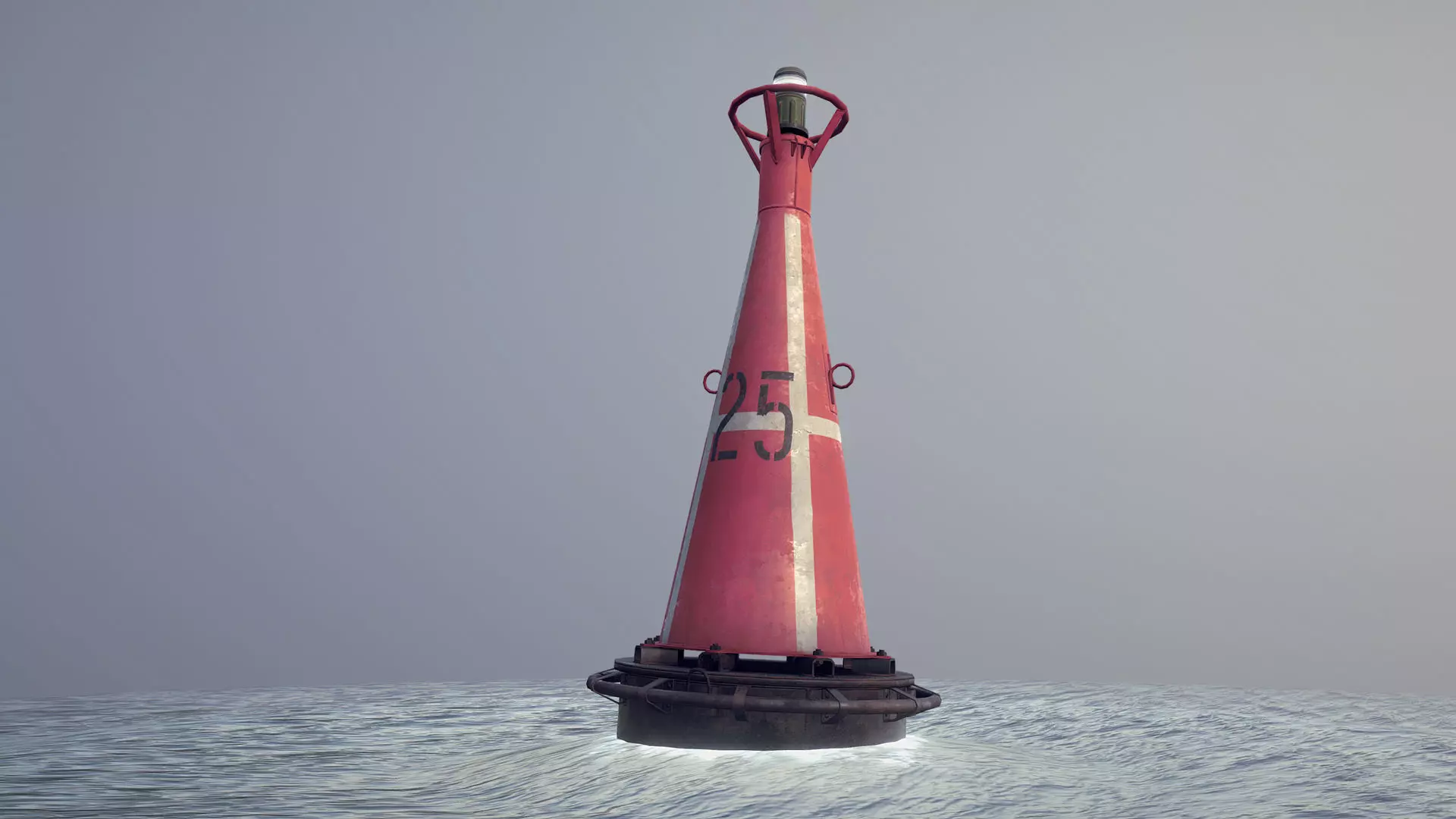 Buoy River RB-6-01 Right Danger Mark Low-poly 3D model_0