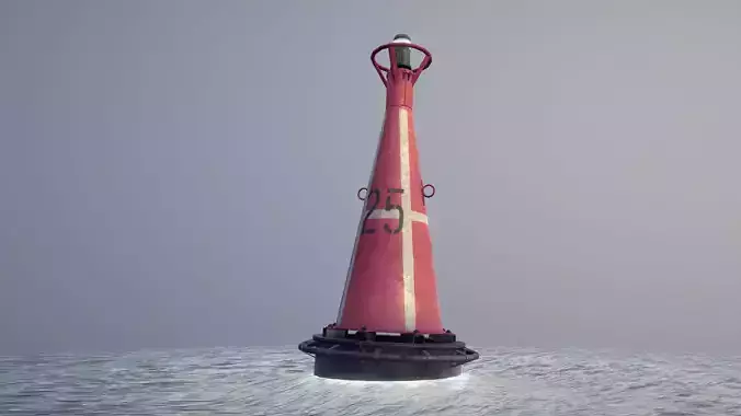 Buoy River RB-6-01 Right Danger Mark Low-poly 3D model
