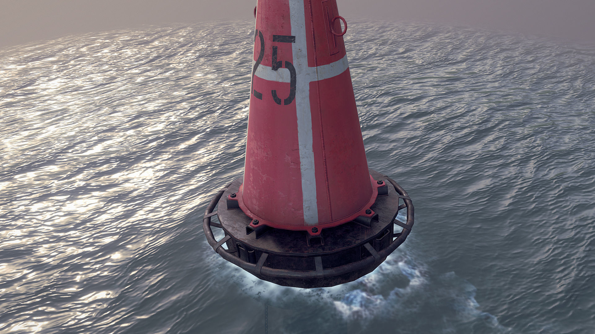 Buoy River RB-6-01 Right Danger Mark Low-poly 3D model_3