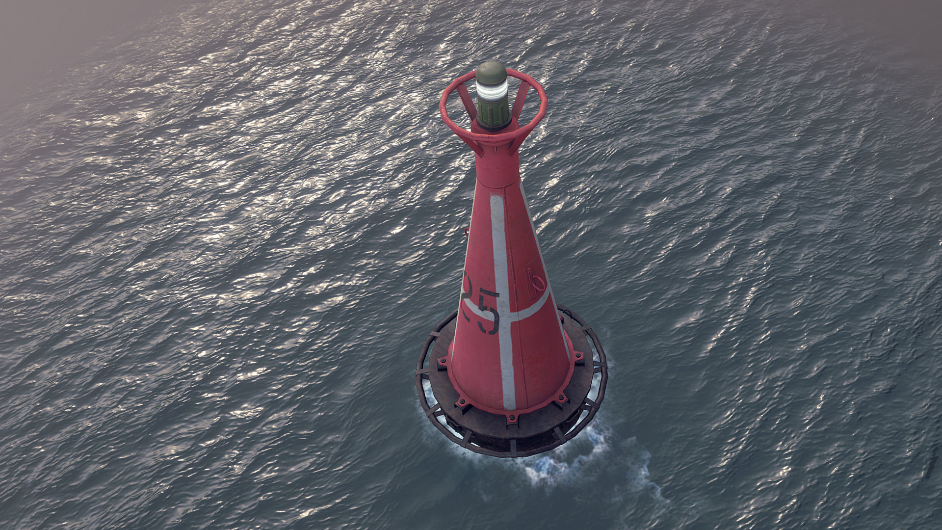 Buoy River RB-6-01 Right Danger Mark Low-poly 3D model_2