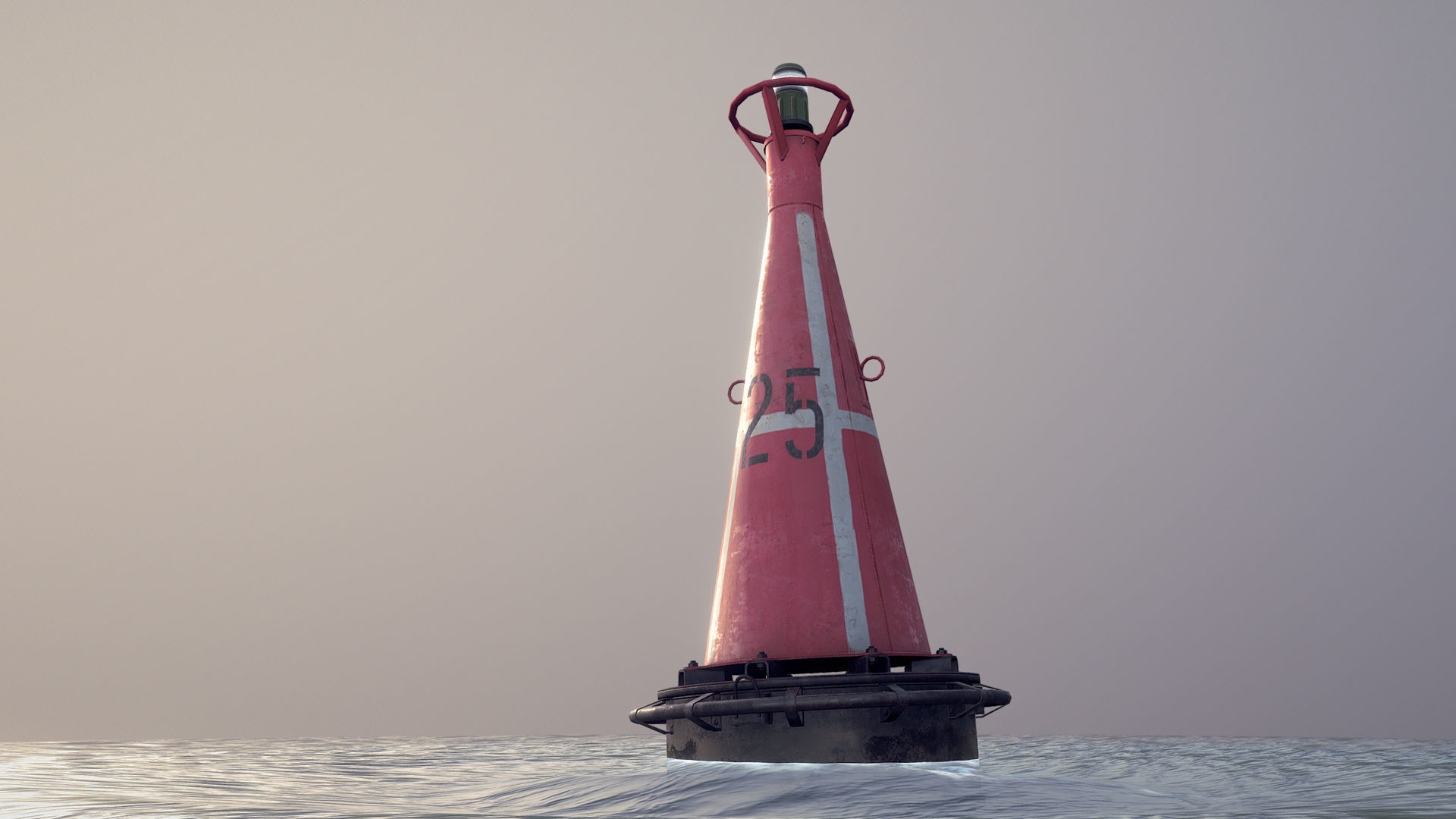 Buoy River RB-6-01 Right Danger Mark Low-poly 3D model_4