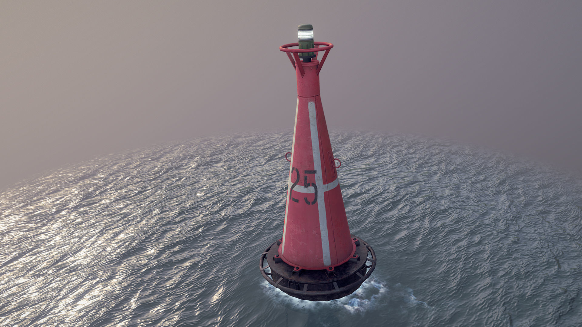 Buoy River RB-6-01 Right Danger Mark Low-poly 3D model_1