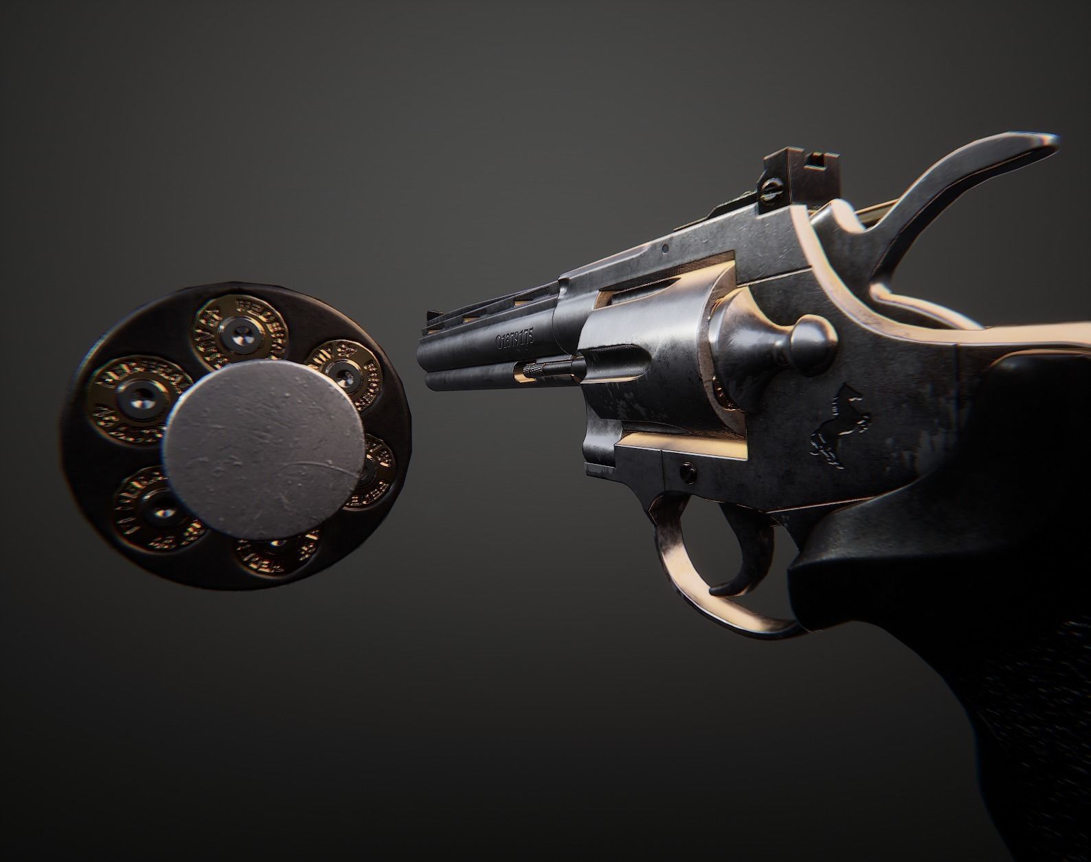 AAA Magnum Revolver Game Ready PBR Low-poly 3D model_11