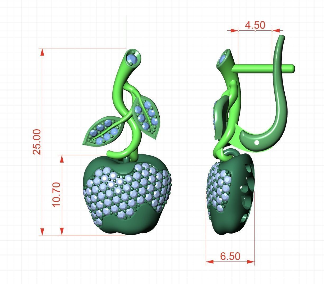 Wild Apple Earrings 3D print model_2