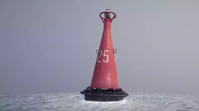 Buoy River RB-6-01 Right Side Mark Low-poly 3D model