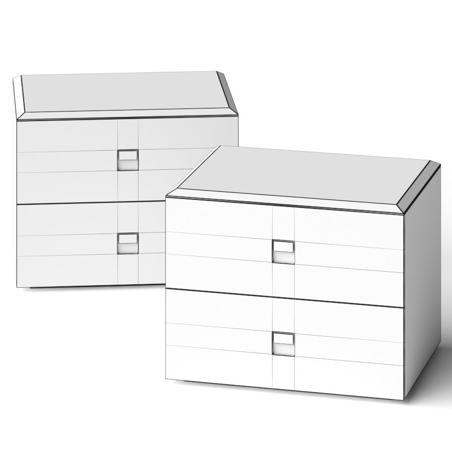 Flexform Rafael Nightstand Bedside Table 3D model_1