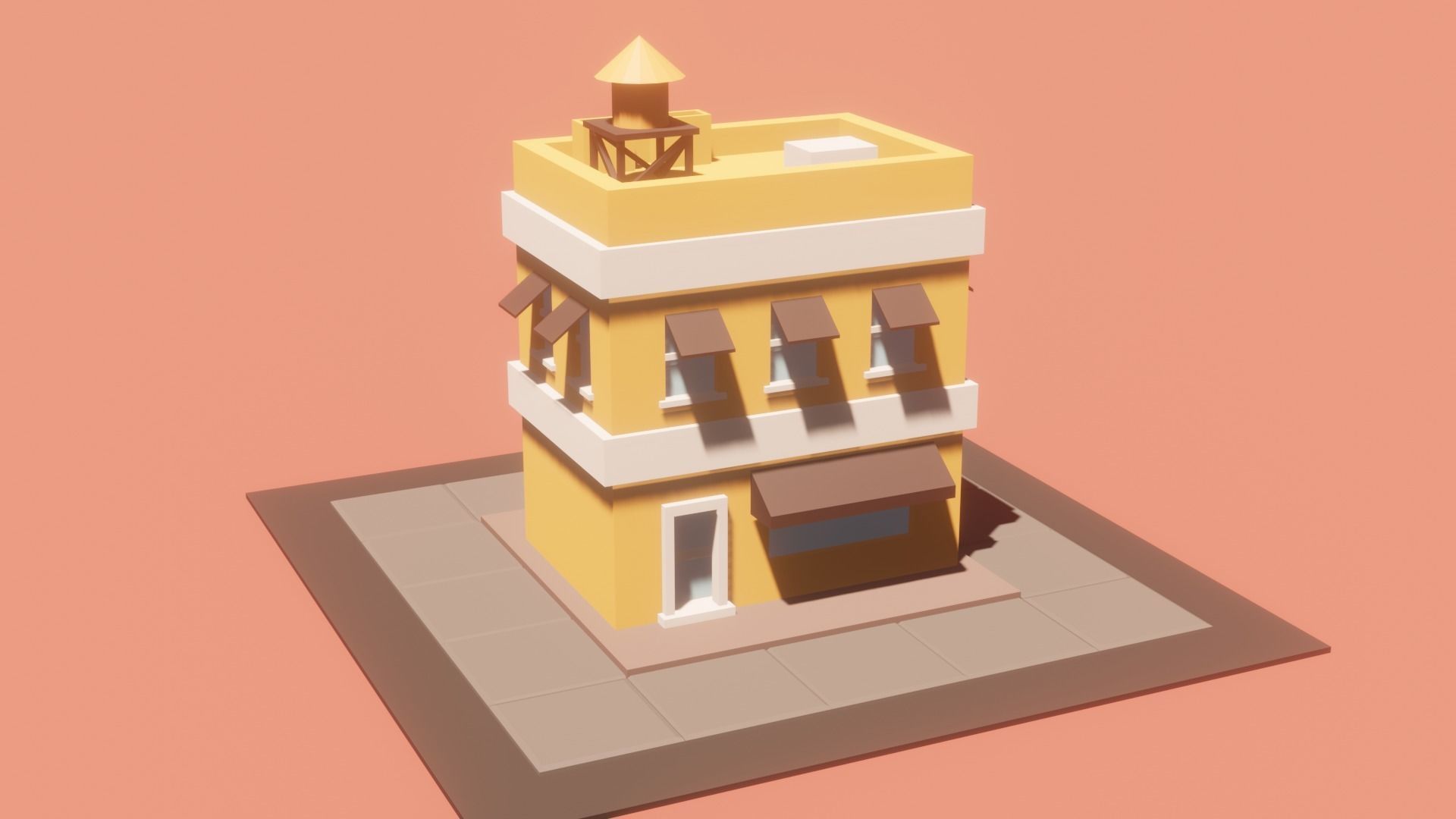 Low Poly Building 3D model_2