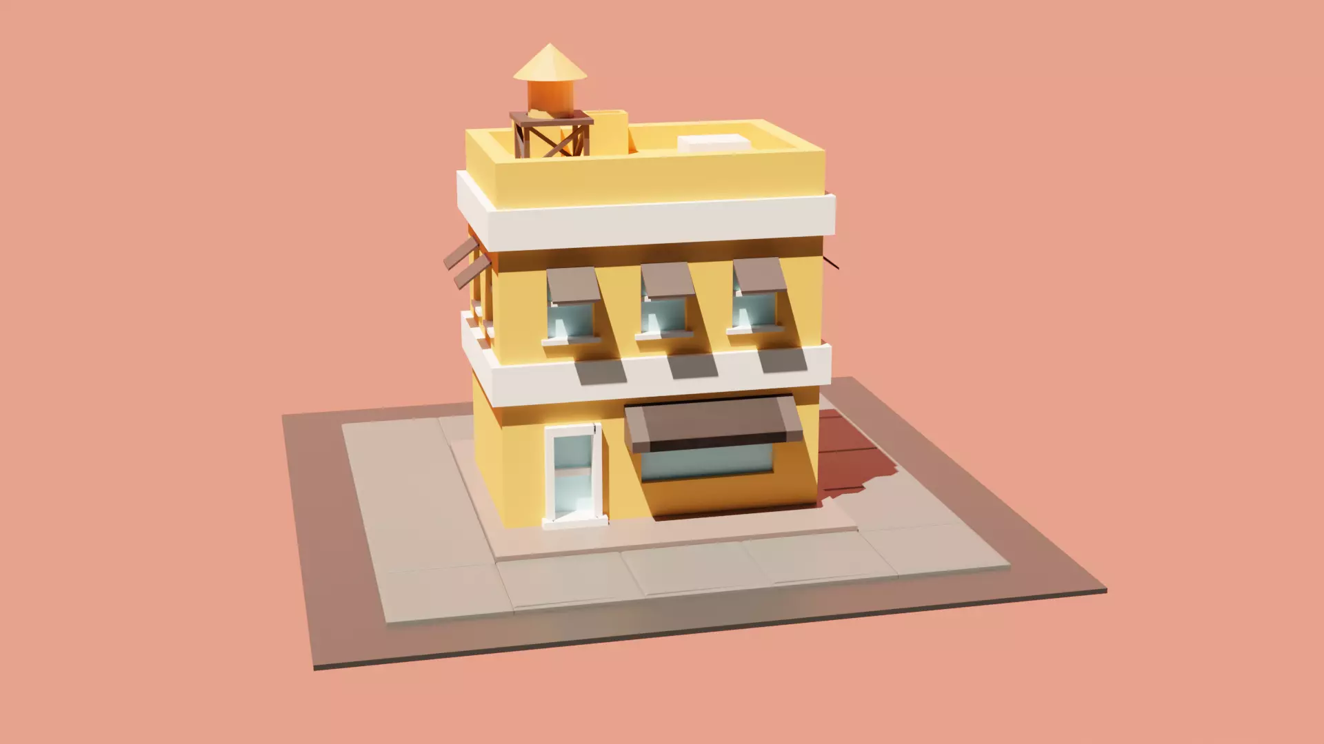 Low Poly Building 3D model_0