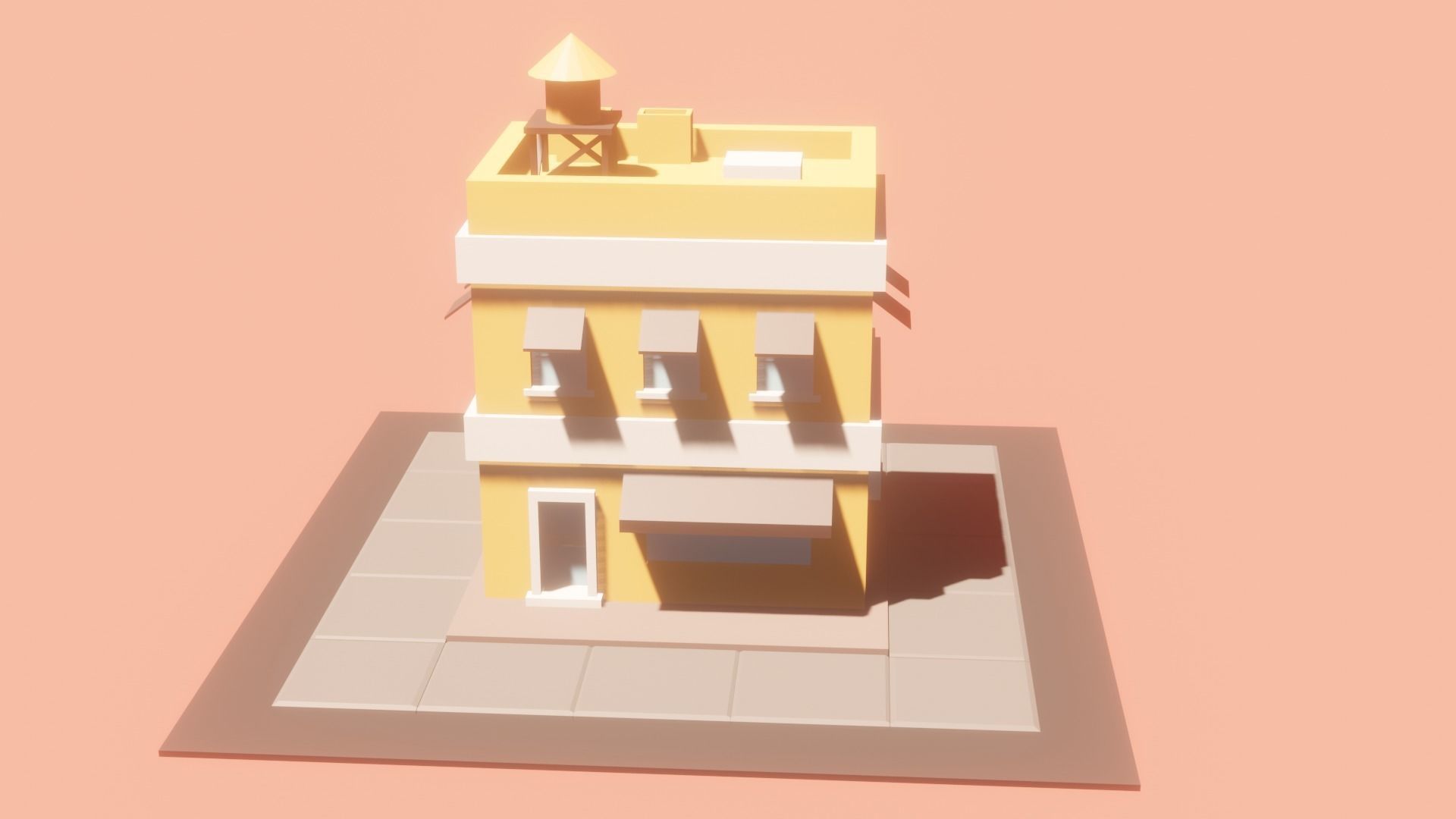 Low Poly Building 3D model_1